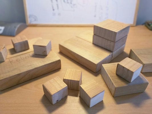 A pile of wooden blocks