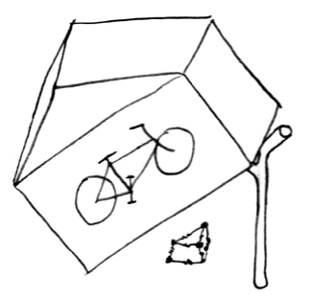 A bikeshed with a hard-to-resist piece of cheese underneath