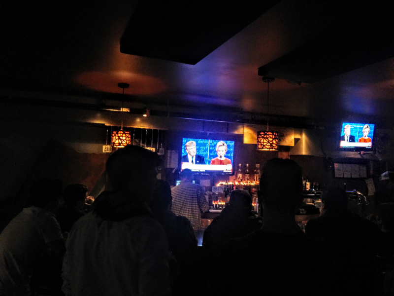 A bar in DC showing the first presidential debate