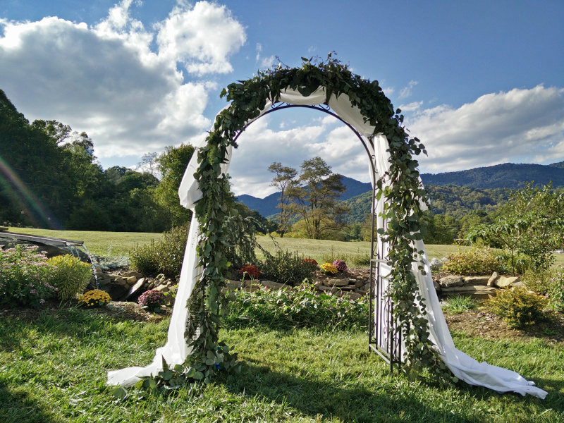A wedding arch in a field