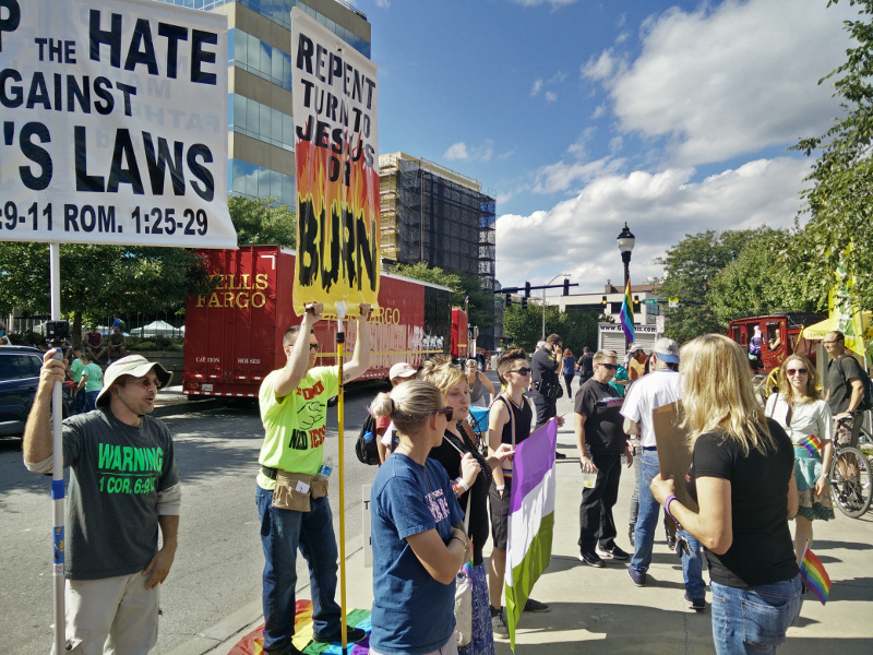 Protestors at a pride parade