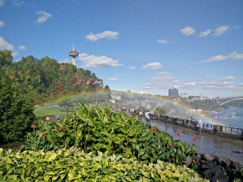 A rainbow above Niagara falls